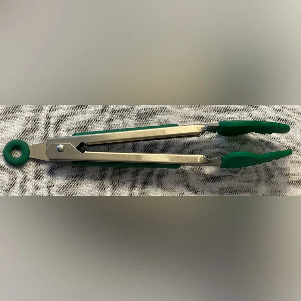 Green Silicone Christmas Snowman Mini Tongs EUC